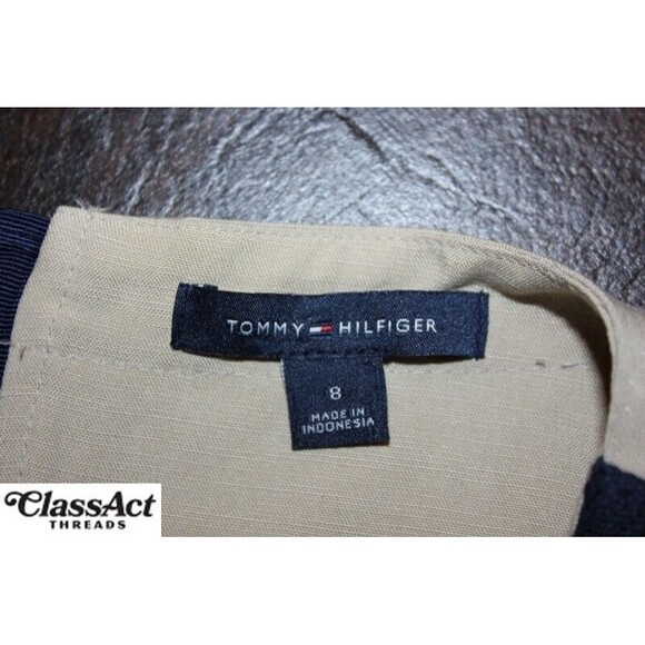 TOMMY Hilfiger Women Blue Striped Sleeveless Dress Casual Vneck Zipper Back Sz 8 - Picture 5 of 5